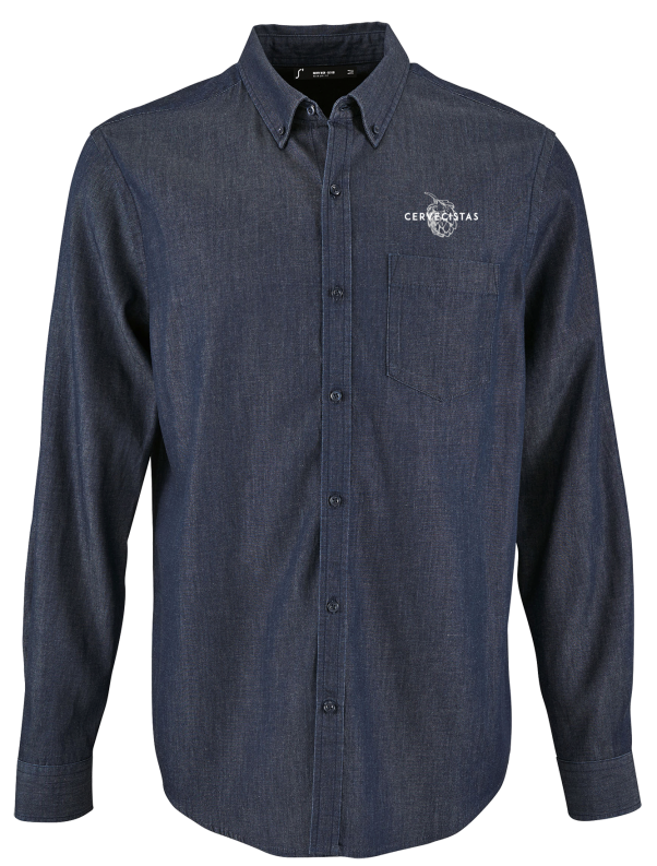 Camisa manga larga de chico en tejido denim