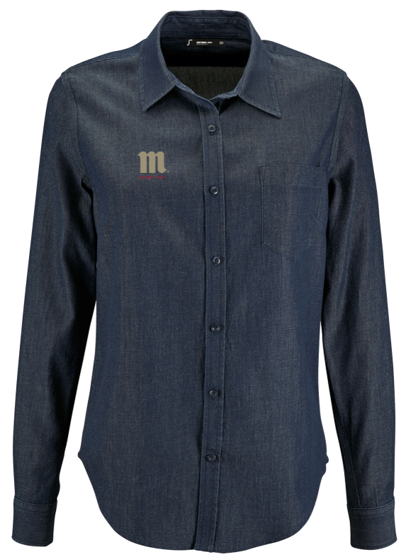 Camisa manga larga de chica en tejido denim