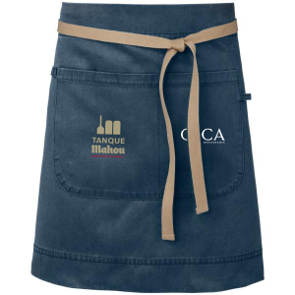 Delantal corto sin peto en tejido denim