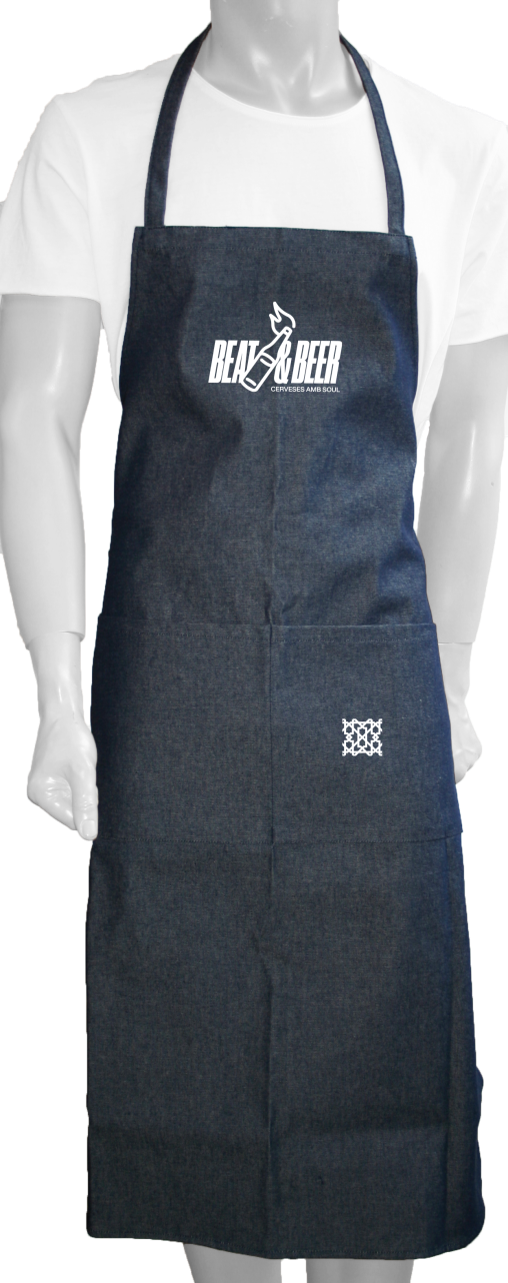 Delantal largo con peto en tejido denim