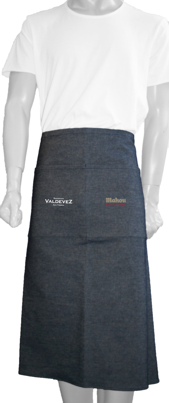 Delantal largo sin peto en denim